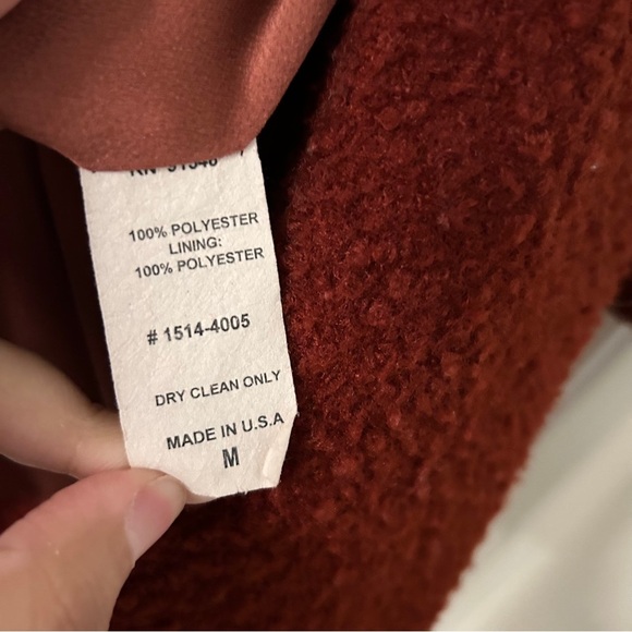 Waverly Grey Burnt Red Bouclé Coat - Size M - Picture 4 of 8